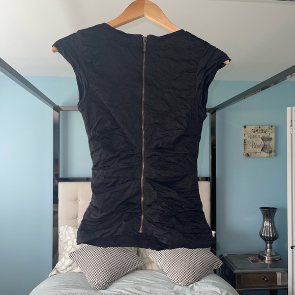 Nicole Miller COTTON METAL FABRIC FIGURE-FLATTERING TOP FEATURES V-NECK Medium - Picture 3 of 7